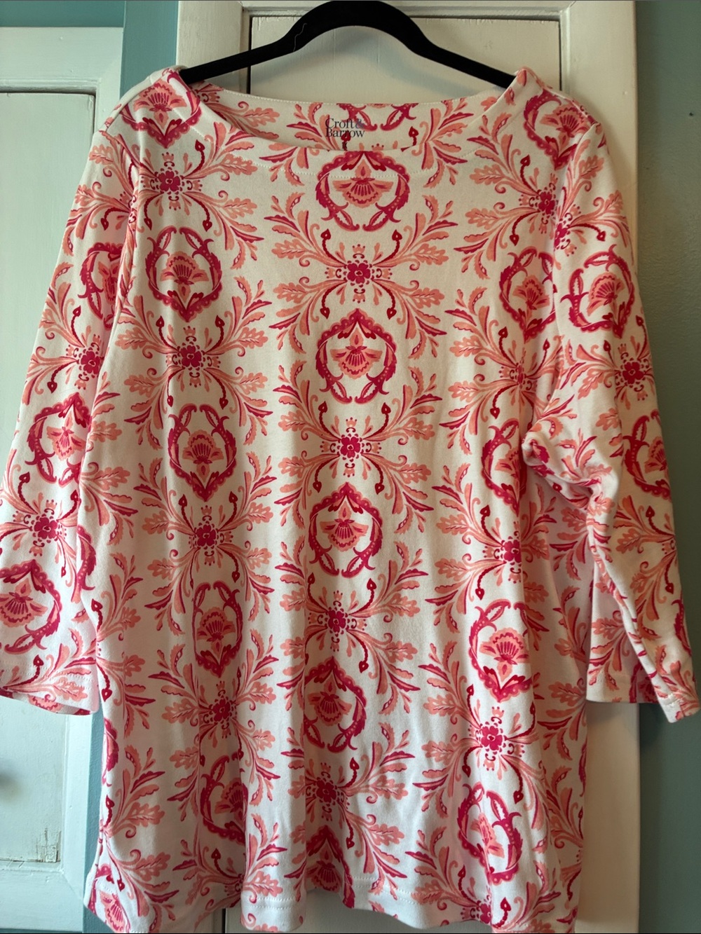 croft & barrow Pink and Fuchsia Floral-Pattern Long Sleeve Top